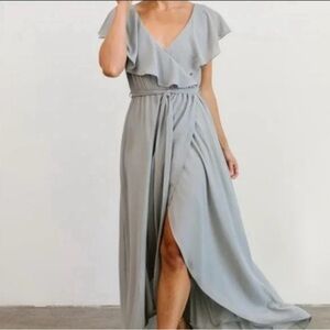 Baltic Born Katya Ruffle Maxi Dress Light Blue Size Large NWT